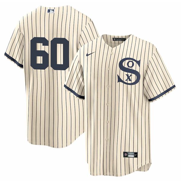 Men Chicago White Sox #60 No Name Cream stripe Dream version Game Nike 2021 MLB Jersey->chicago white sox->MLB Jersey